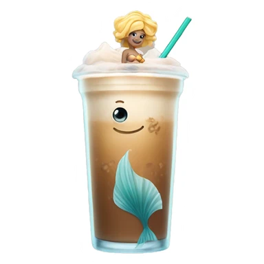 mermaid swims in a huge glass of iced latte sticker
