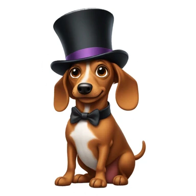 weenie dog with a top hat sticker