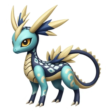 zig-zag-patterned tribal tropical hot spotted Meloetta-Dialga-Giratina-Noibat-Pokémon-Fakémon-fusion-hybrid-creature sticker