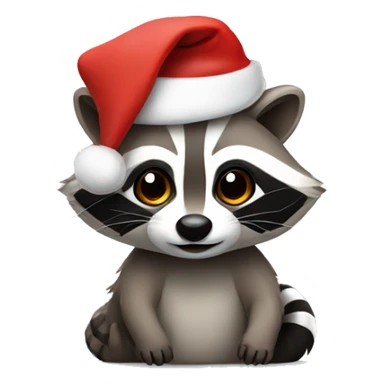 cute raccoon wearing santa hat sticker
