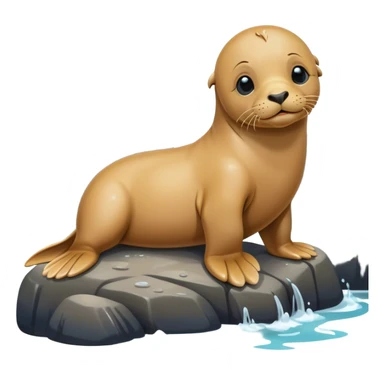 Baby sea lion with flippers on the rocky shore sticker