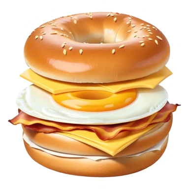bacon egg cheese bagel with bite taken out in a bag  sticker