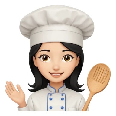 Create a cute girl, black hair, Middle Eastern with lashes  chef🧑‍🍳 emoji sticker