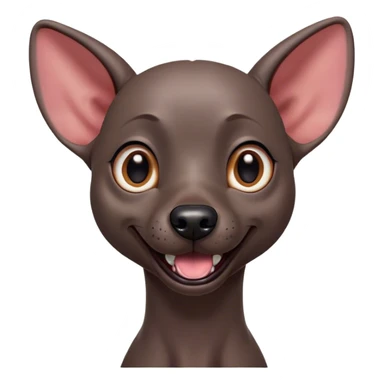 Cinematic Comical Xoloitzcuintle dog Portrait Emoji, Head tilted dramatically with an exaggeratedly amused expression, featuring smooth, hairless ebony skin with pronounced wrinkles and wide, expressive dark eyes filled with playful disbelief, Simplified yet hilariously expressive features, highly detailed, glowing with a slightly sassy glow, high shine, dramatic yet playful, stylized with an air of cheeky mischief, bright and endearing, soft glowing outline, capturing the essence of a spirited and over-the-top companion, so meme-worthy it feels like it could side-eye its way into internet fame instantly! sticker