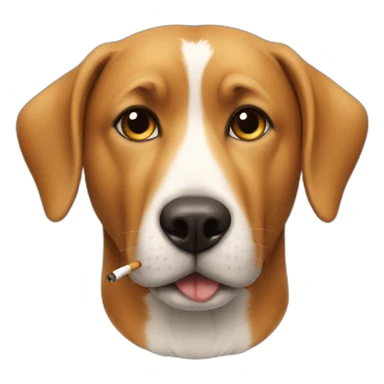 a dog with a cigarette sticker