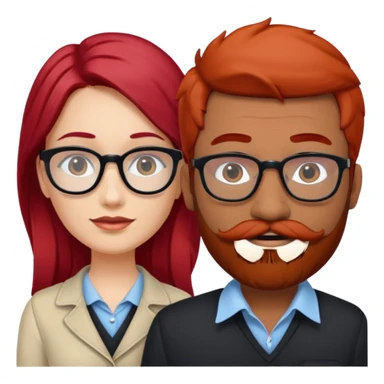 White red hair girl without glasses and brown indian guy with moustache and beard with glasses black hair  sticker