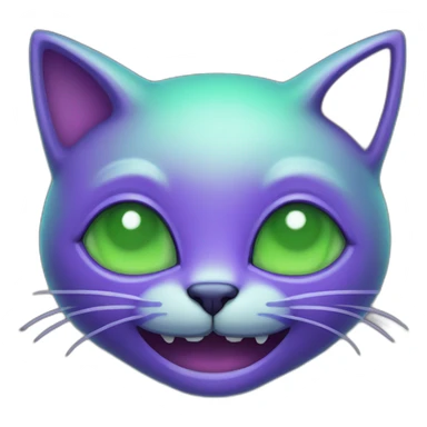 Purple and Green Alien cat smile sticker