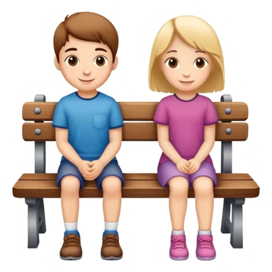 two children sitting together on a bench, happy and friendly sticker