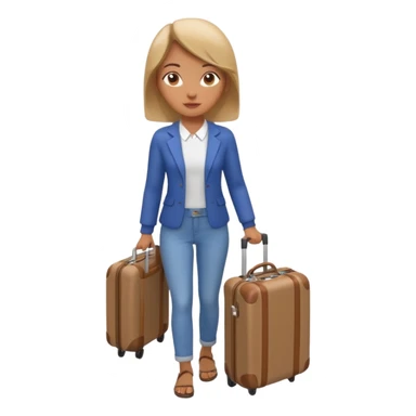 woman carrying a suitcase portrait, head and shoulders only, suitcase handle visible near shoulder, casual travel outfit, confident expression, travel vibe, 3D cartoon style, mobile game icon style, clean background, no text, no watermark sticker