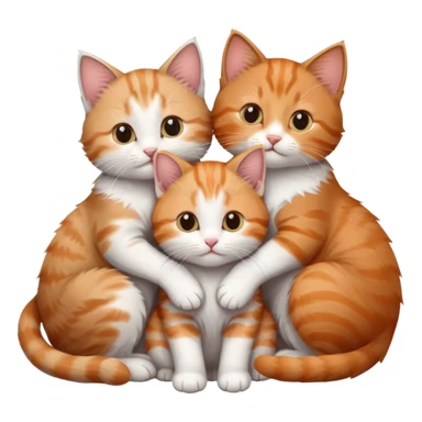 3 kittens cuddling together all different colours, the first one is grey and white, the second is ginger and white and the third is brown tabby and white sticker