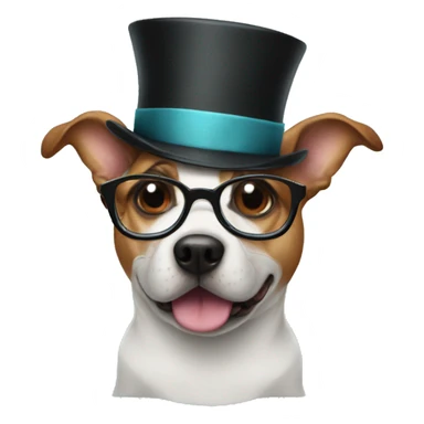 Dog with glasses and shark with a top hat sticker