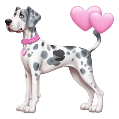 Blue Merle Great Dane with pink hearts  sticker
