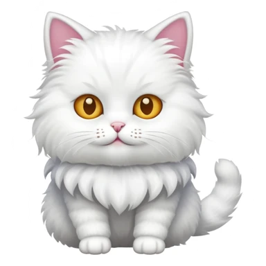 a white cat wearing a costume sticker