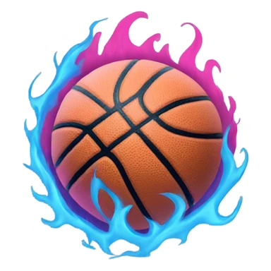 Basketball with pink and blue flames sticker