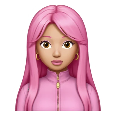 Nicki Minaj long pink hair, pink jumpsuit sticker