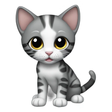 full body grey and black playful baby skinny cat sticker