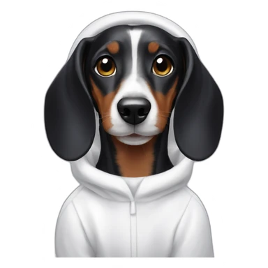 a black dachshund dog in a white bunny costume sticker