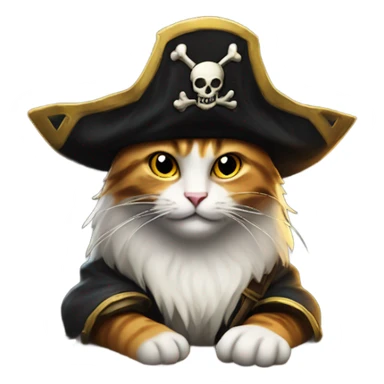 dungeon master is a cat with a pirate hat sitting down at game table sticker