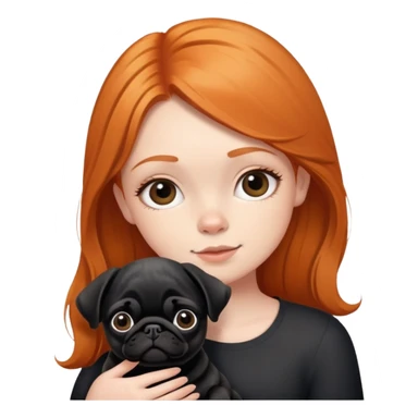 Sleeping beauty ginger girl with black pug puppy sticker