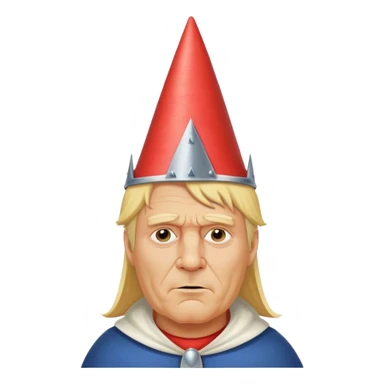 Blond older USA king with dunce cap crown sticker