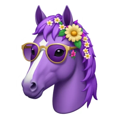Purple horse wearing sunglasses and flowers on hair
 sticker