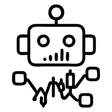 minimal abstract symbol for an automated trading bot, inspired by blockchain and digital finance, with a futuristic tech feel, very clean and modern sticker