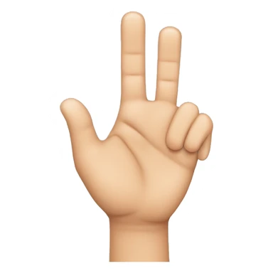 hand with three fingers raised: the index finger, middle finger, and thumb. The other fingers (ring and pinky) should be folded down. The style and color should match the standard ‘pointing up’ emoji (👆🏻), with the same skin tone and hand shape.” sticker