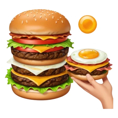 can you make me a breakfast item mixed into a lunch item? so like half burger half breakfast sandwhich. can you make the half be vertical so left side is breakfast sandwhich and right side is a burger sticker