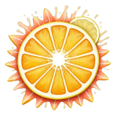 exposion of lemon, orange and grapefruit sticker