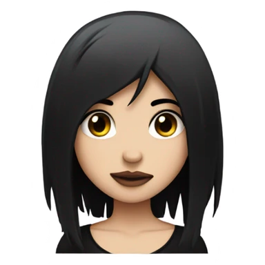 emo girl with black hair and piercing shows her heart sticker