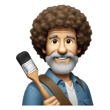 bob ross with a paintbrush thats covered in paint sticker