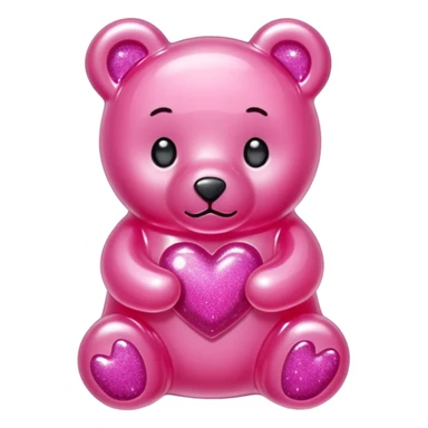 transparent pink gummy bear tender heart glitters pink sticker