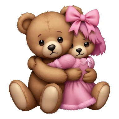 Teddy bear being sad and hugging his gf sticker