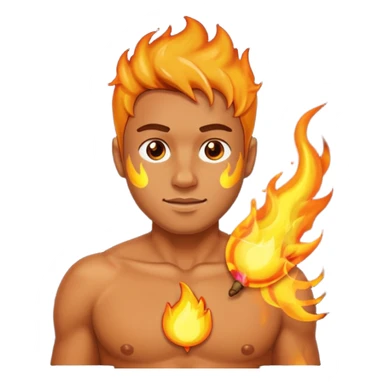 Upper body of a man with left nipple on fire sticker