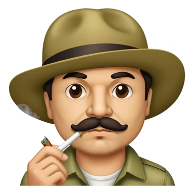 El Chapo Guzman with distinctive mustache smoking a marijuana joint sticker