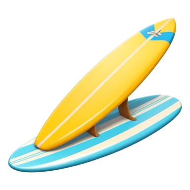 surfboard icon, tropical surfboard, glossy texture, bright colors, cute mobile game icon style, 3D cartoon, soft shadows, clean background, no text, no watermark sticker