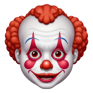 red glitter clown with the retarded facial expression sticker