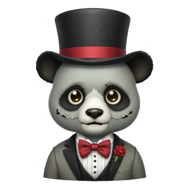 zombie panda with bow tie and top hat sticker