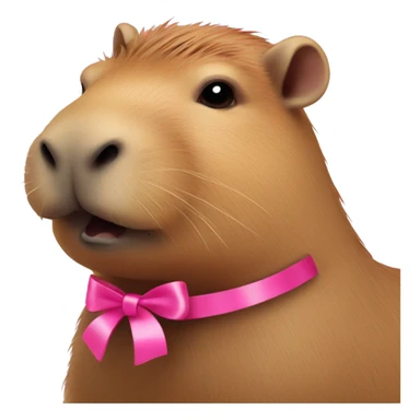 capybara with pink ribbon on his neck sticker