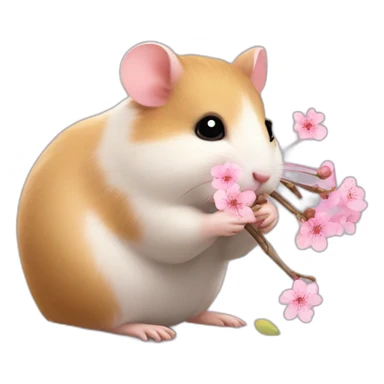small hamster eat cherry blossom sticker