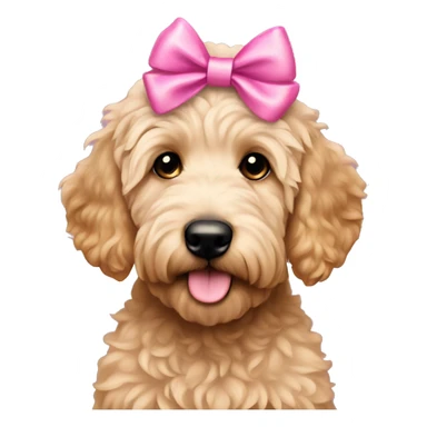 Puppy golden doodle with pink bows sticker