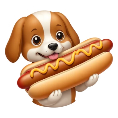 Dog eating hotdog  sticker