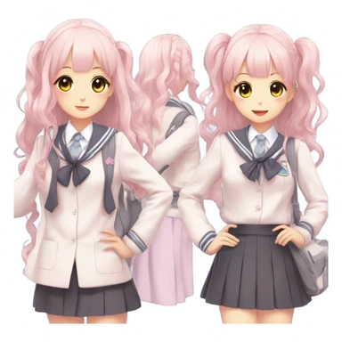 Cute Attractive Gorgeous Kawaii Pastel Anime School uniforms sticker