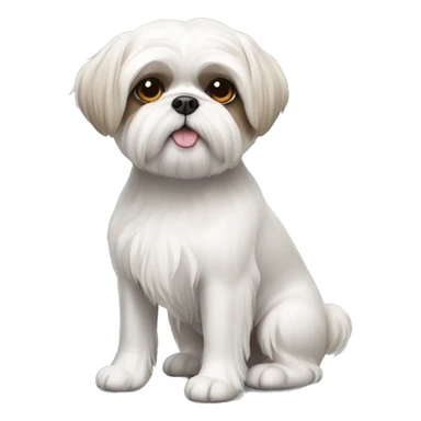 White shih tzu dog with short hair  sticker