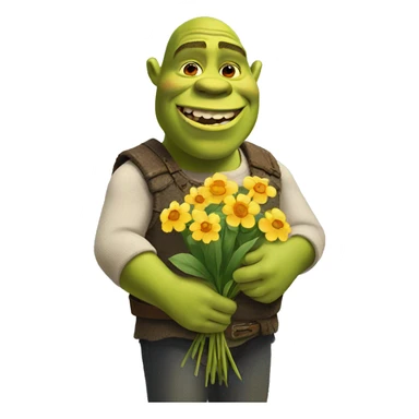 Shrek holding flowers sticker