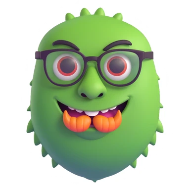 monster with a big nose and black glasses, winking sticker