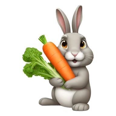 Rabbit eat carrot sticker