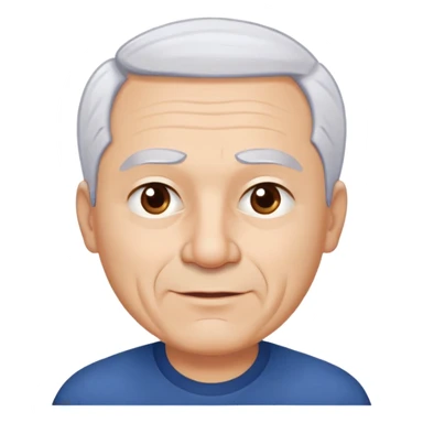 Charismatic older Hispanic man with light skin, round face, wide jaw. Lively dark brown eyes that look humorous. Thick straight eyebrows. Short white hair with receding hairline. Clean-shaven. Wearing a dark blue shirt. sticker