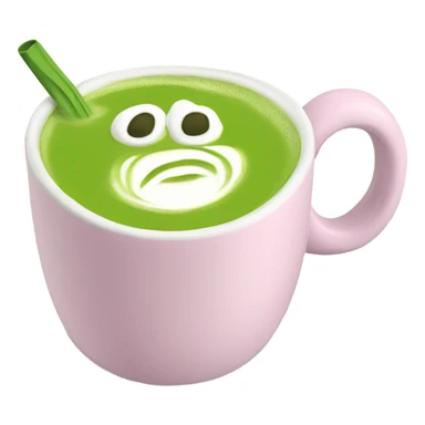 Matcha latte in pastel mug sticker