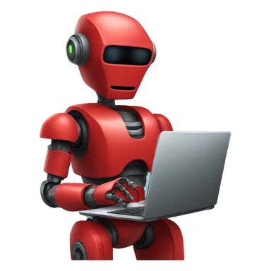 red robot with laptop sticker